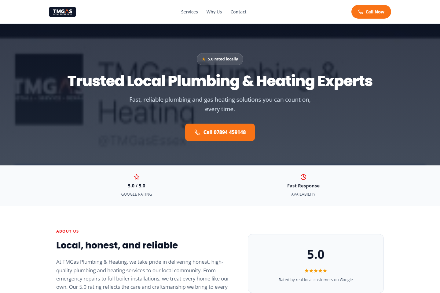 TMGas Plumbing & Heating website