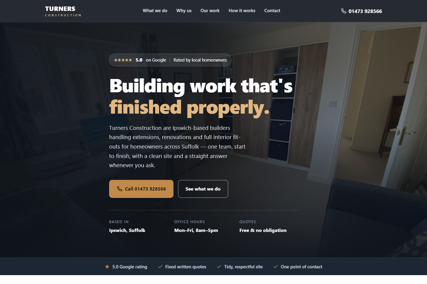 Turners Construction website